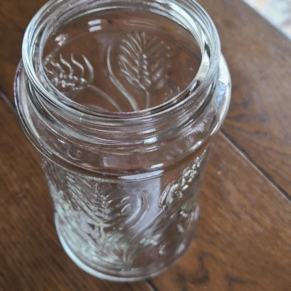 Vintage Mr. Peanut clear wheat storage jar 1982